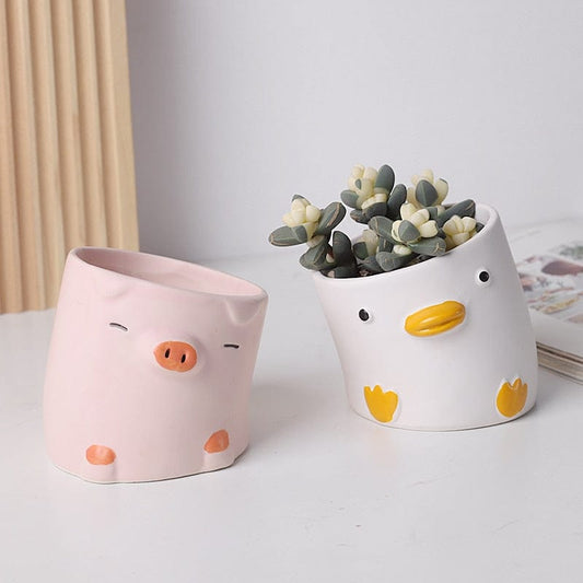 Cute Cartoon Animal Flower Pot Blackbrdstore