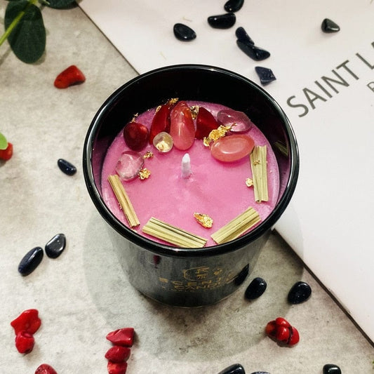Dried Flower & Crystal Stone Scented Candle Blackbrdstore