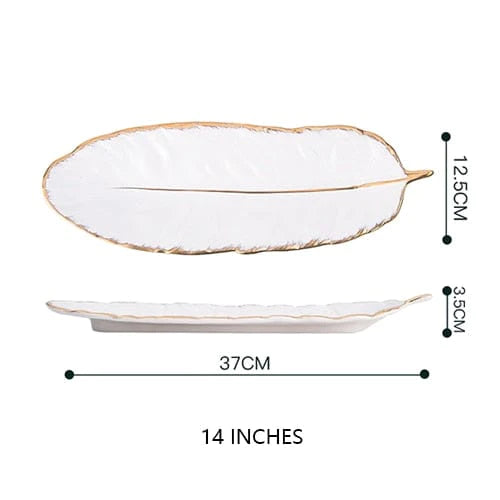 Feather Ceramic Plate Blackbrdstore