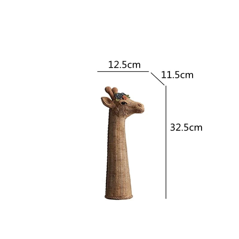 Giraffe Rattan Statue Blackbrdstore