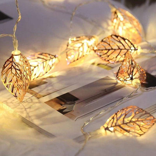 Gold Leaf String Lights Blackbrdstore