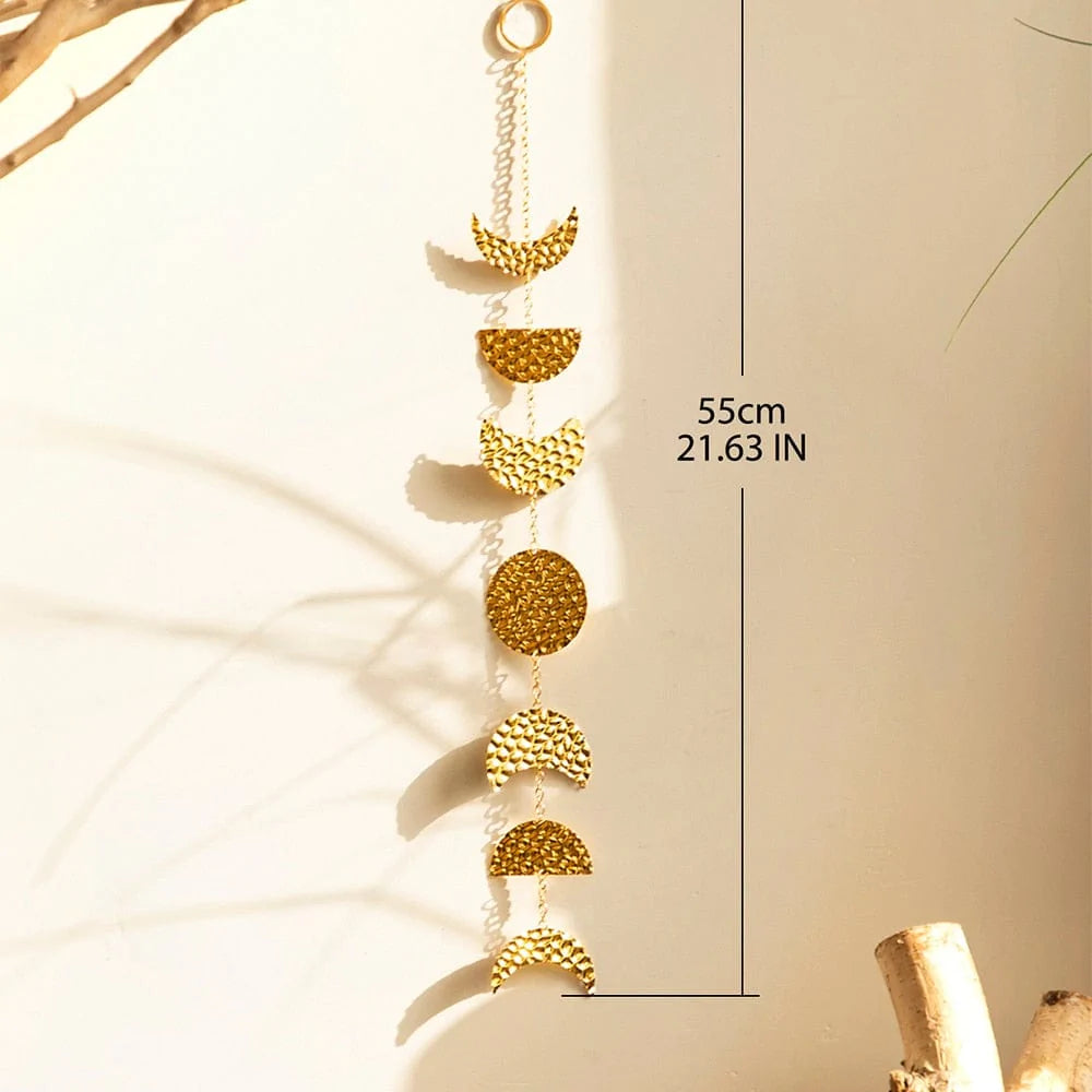 Gold Metal Moon Phase Wall Hanging Blackbrdstore