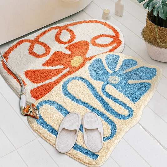 Groovy Floral Bath Mat Blackbrdstore