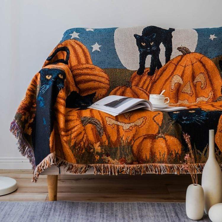 Halloween Cat Throw Blanket Blackbrdstore