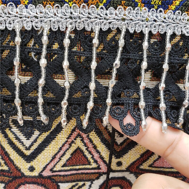 Halyna Tasseled Embroidery Denim Jacket Blackbrdstore