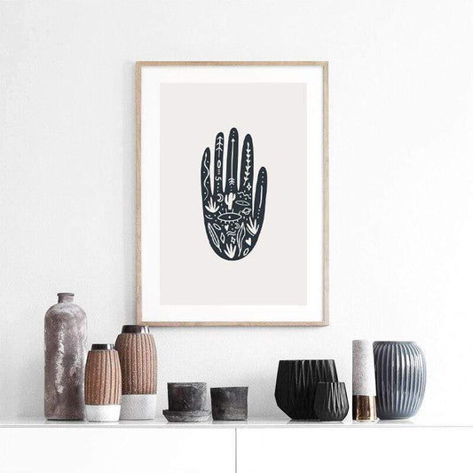 Hamsa Hand Blessings Canvas Wall Art Blackbrdstore