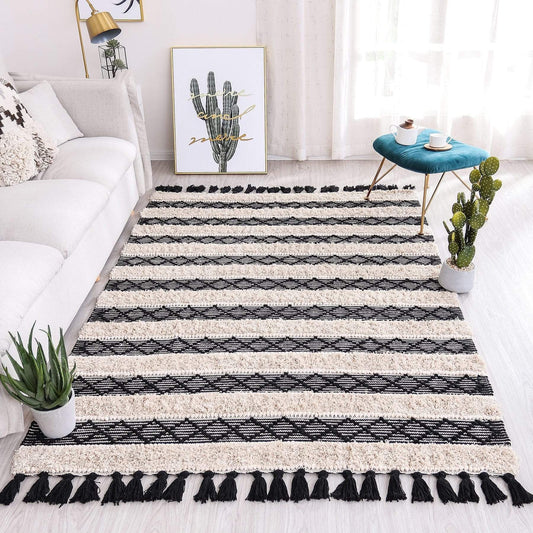 Hand Woven Cotton Carpets Blackbrdstore