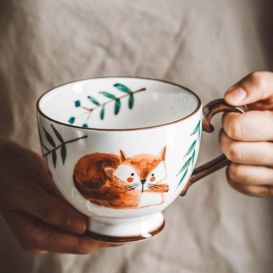 Hand-painted Animals Ceramic Coffee Mug Blackbrdstore