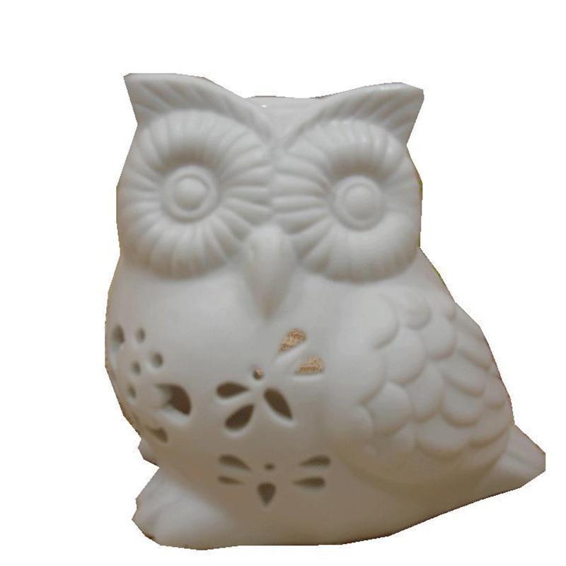Hollow Owl Ceramic Oil Incense Burner Blackbrdstore