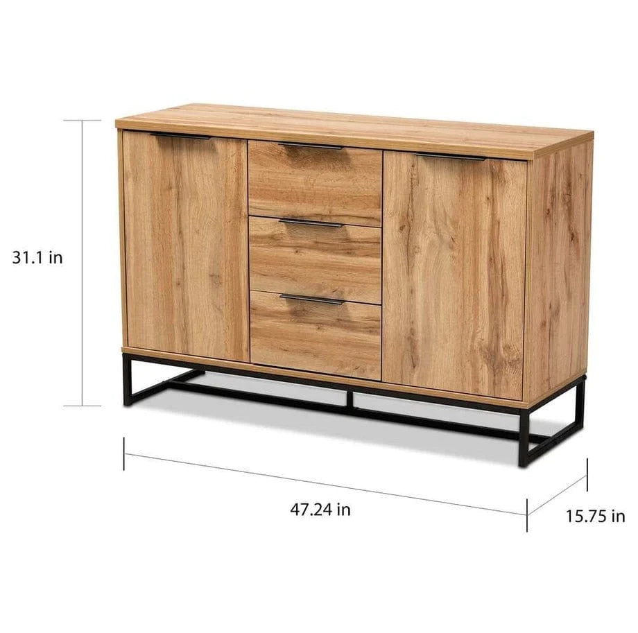 Horatio Sideboard with 2 Doors and 3 Drawer Cabinet Blackbrdstore