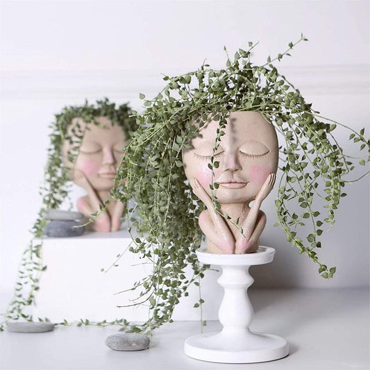 Human Doll Face Flowerpot Blackbrdstore