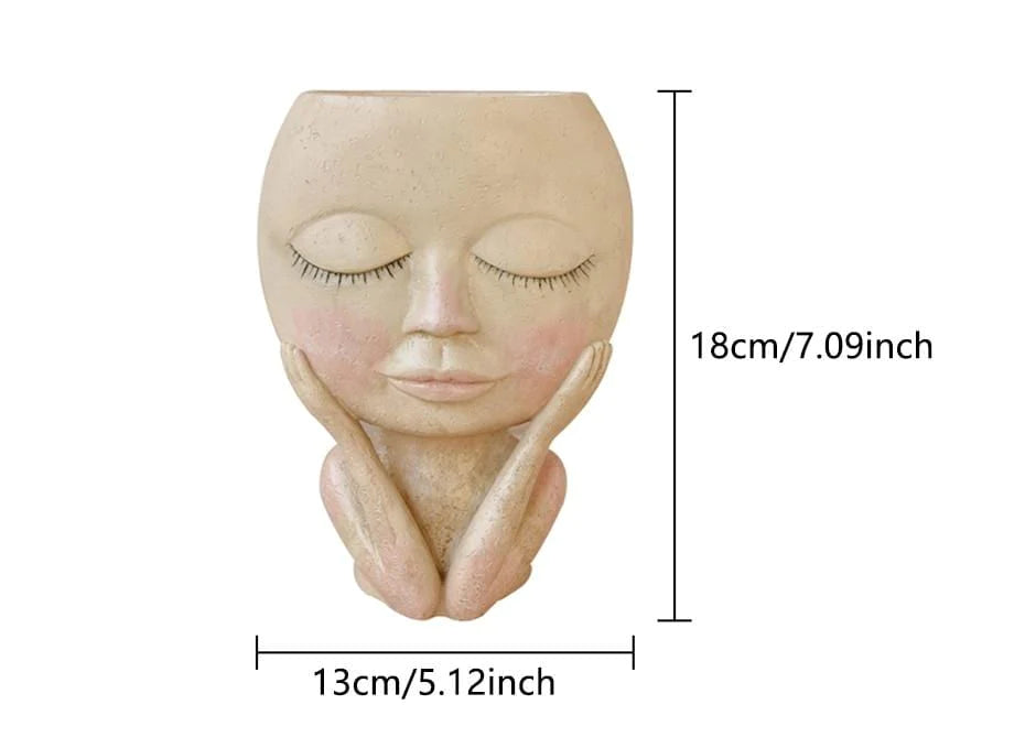 Human Doll Face Flowerpot Blackbrdstore