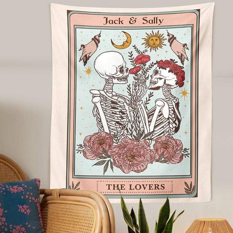 Jack & Sally - The Lovers Tarot Tapesty Blackbrdstore