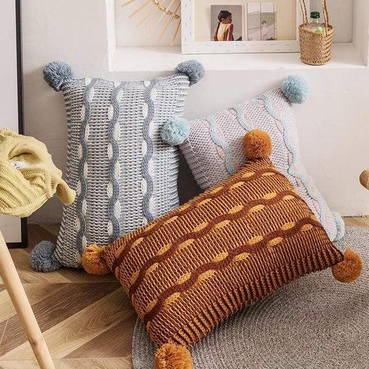 Knitted Wave Cushion Cover Blackbrdstore