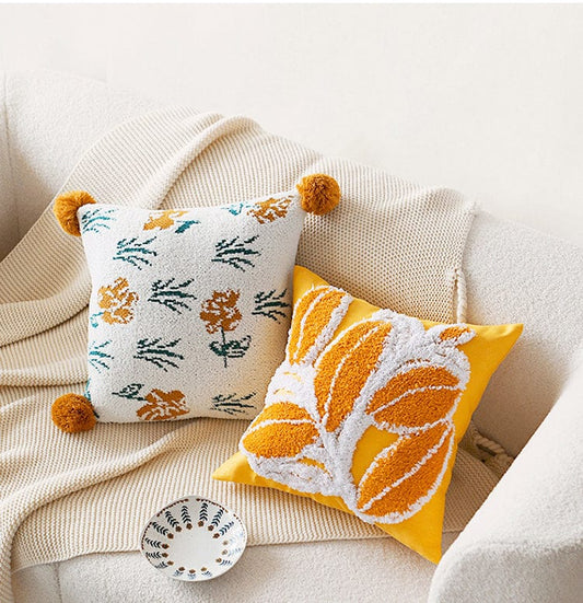 Leaves Tuft Cushion Cover Blackbrdstore