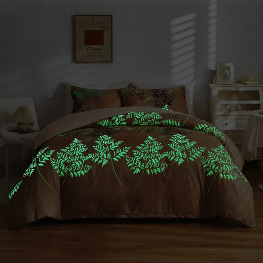Luminous Leaf Duvet Cover Set Blackbrdstore