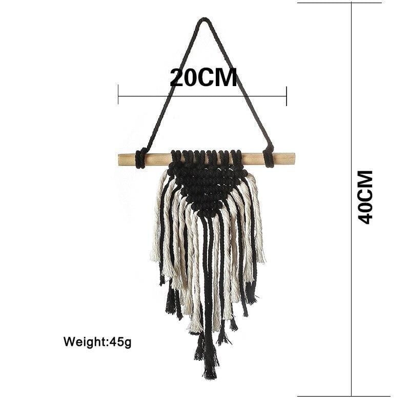Mini Woven Black and White Macrame Tapestry Blackbrdstore