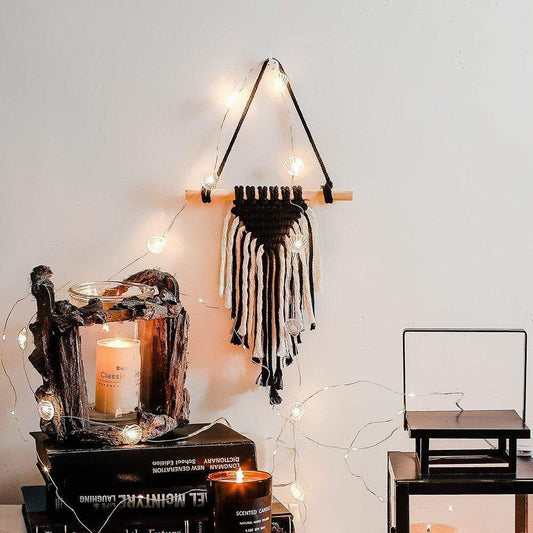 Mini Woven Black and White Macrame Tapestry Blackbrdstore