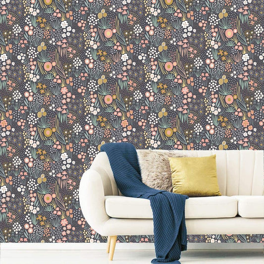 Modern Floral Peel And Stick Wallpaper Blackbrdstore