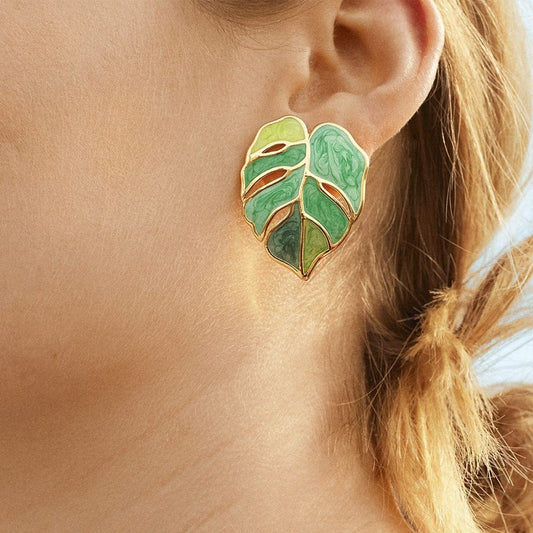 Monstera Leaf Earrings Blackbrdstore