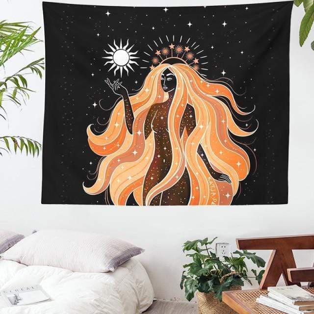 Moon Phase Girl Tapestry Blackbrdstore