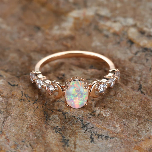 Moon Phase Opal Ring Blackbrdstore