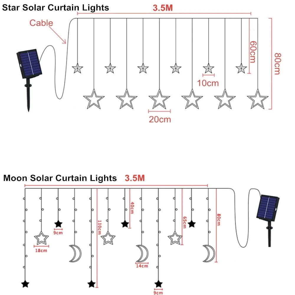Moon & Star LED Curtain Lights Blackbrdstore