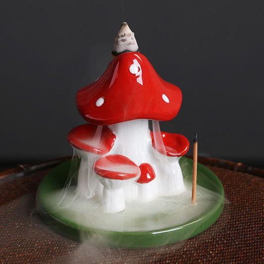 Mushroom Waterfall Incense Burner With Stick Holder Blackbrdstore
