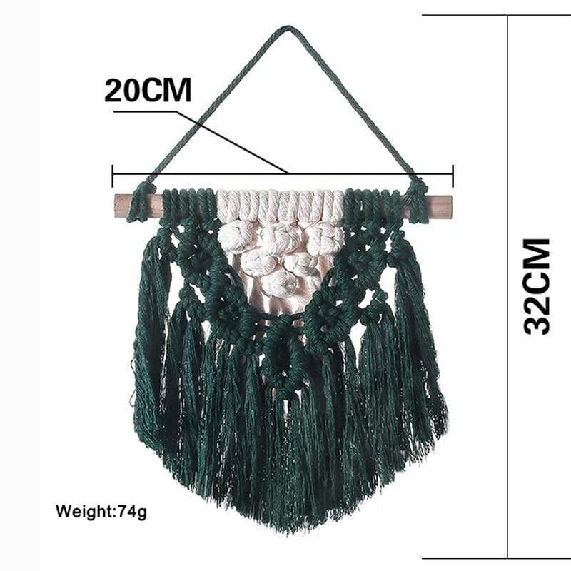 Nordic Dark Green Macrame Wall Tapestry Blackbrdstore