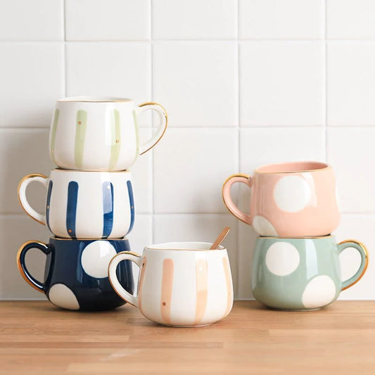 Nordic Hand Painted Geometric Ceramic Mug Blackbrdstore