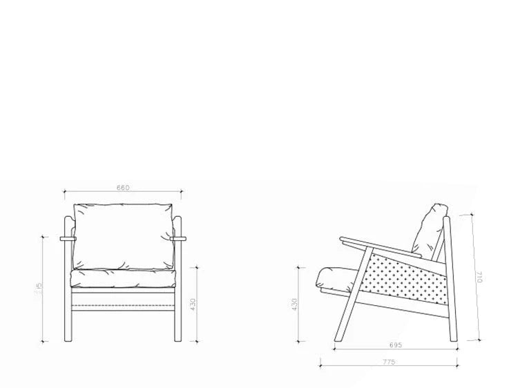 Nordic Rattan Wood Sofa Chair Blackbrdstore