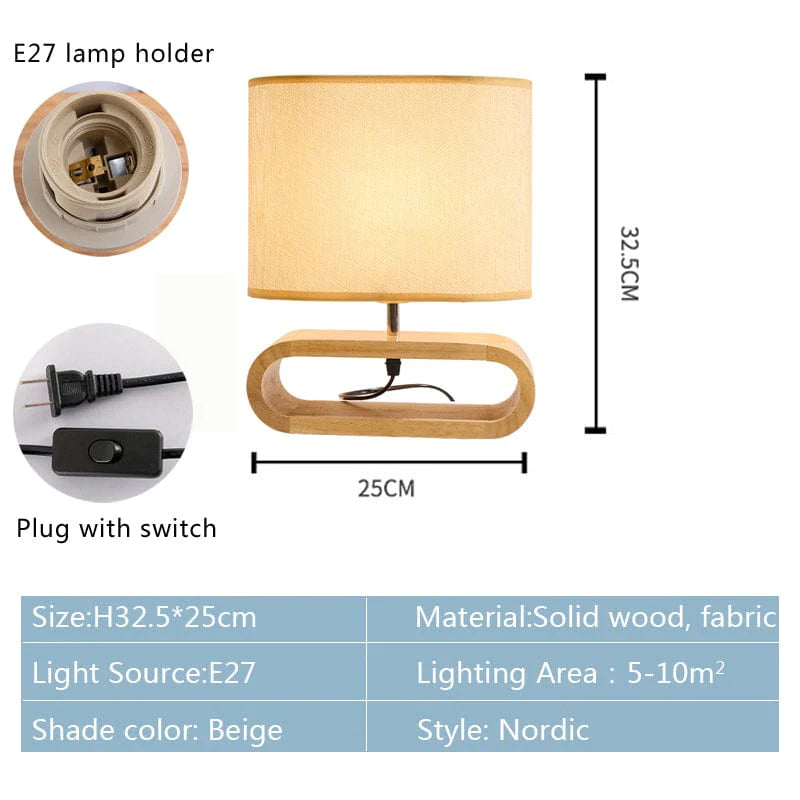 Nordic Wooden Table Lamp Blackbrdstore
