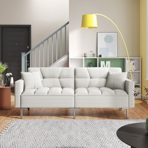Nova Linen Futon Upholstered Sofa Blackbrdstore
