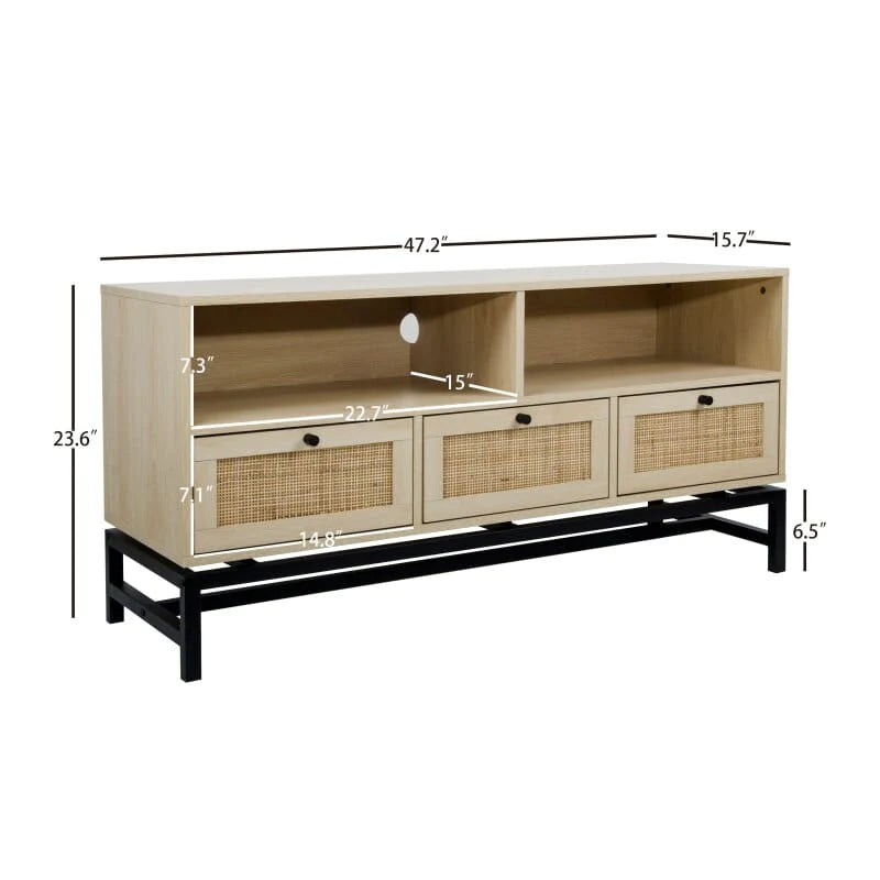 Ozius 47'' Rattan Console Blackbrdstore