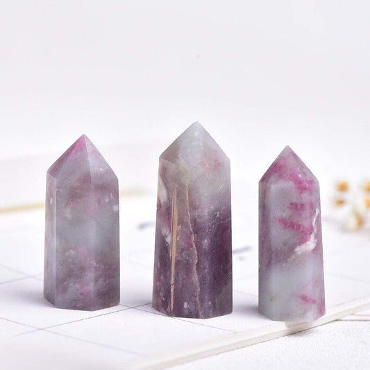 Plum Blossom Tourmaline Crystal Point Blackbrdstore