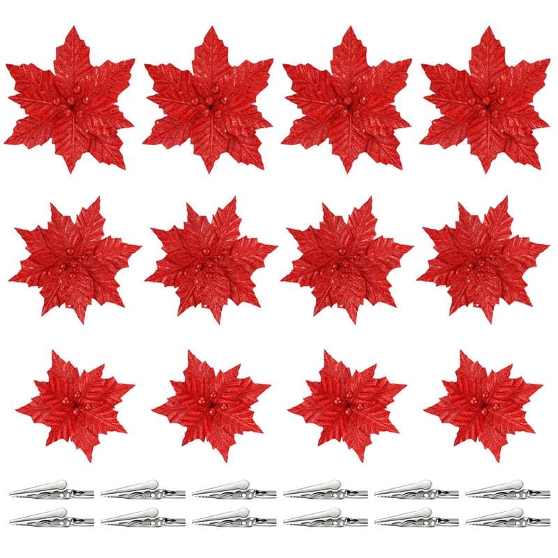 Poinsettia Flower Christmas Tree Decor Blackbrdstore