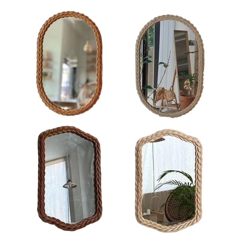 Rattan Woven Accent Mirror Blackbrdstore
