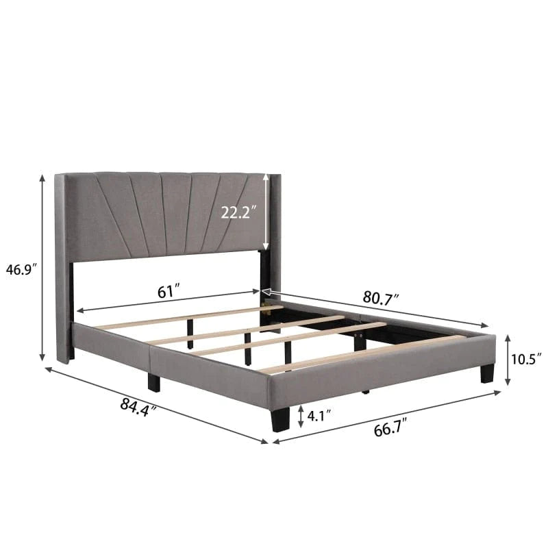 Riley Upholstered Platform Bed with Tufted Headboard Blackbrdstore
