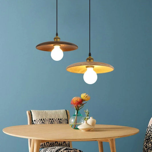 Solid Wood Disc Pendant Light Blackbrdstore