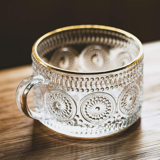 Sunflower - Golden Lines Embossed Teacup Blackbrdstore