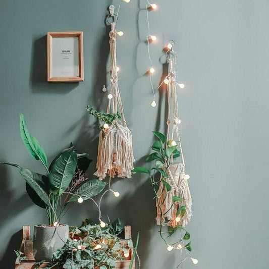 Tasseled Flower Pot Macrame Tapestry Blackbrdstore