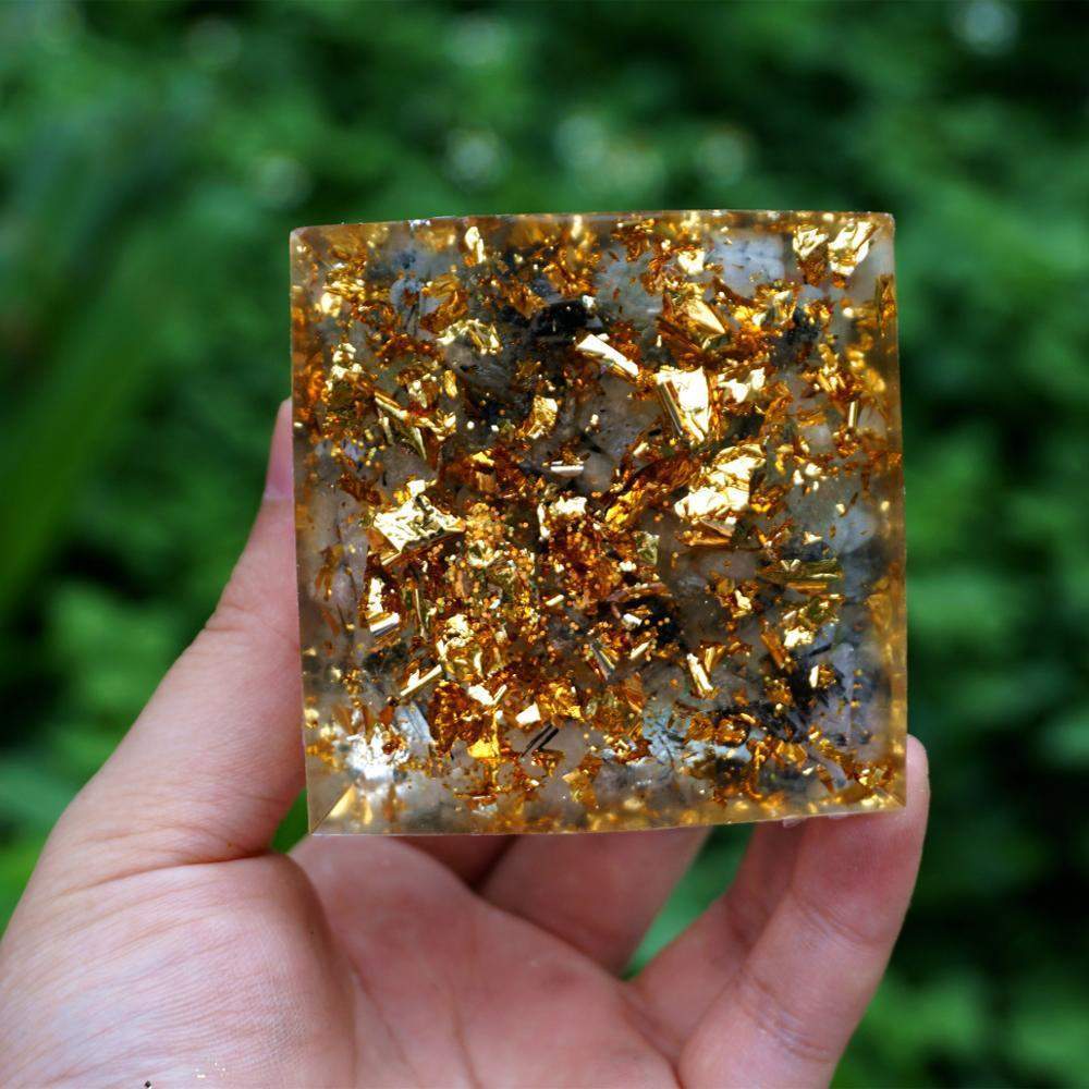 Tree Of Life Peridot With Black Quartz Orgone Pyramid Blackbrdstore