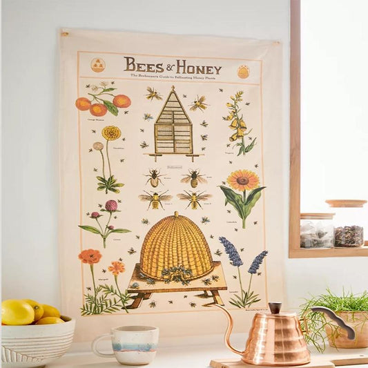 Vintage Bees And Honey Tapestry Blackbrdstore