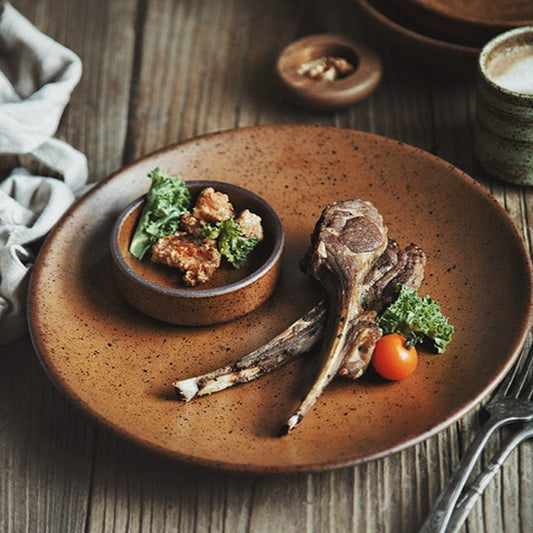 Vintage Ceramic Brown Dinner Plate Blackbrdstore