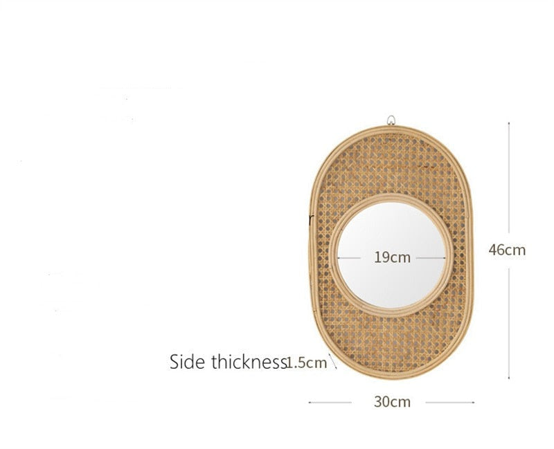 Vintage Oval Rattan Mirror Blackbrdstore