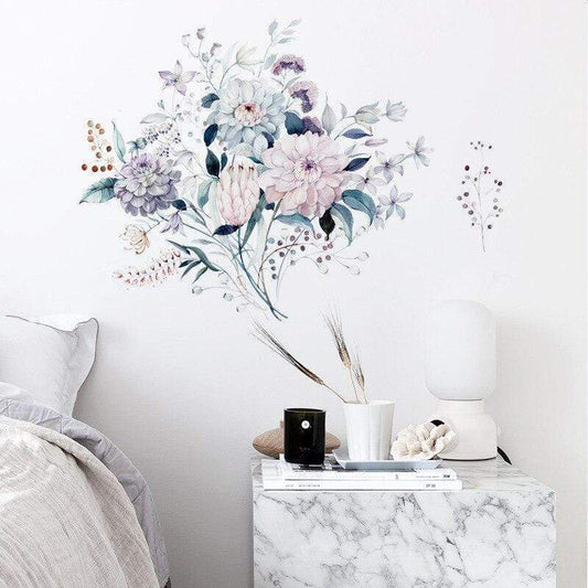Watercolor Pink Flowers Wall Stickers Blackbrdstore