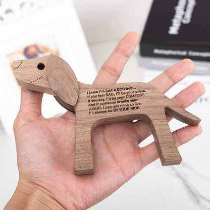 You are my HAPPINESS Wood Dog Carving Blackbrdstore