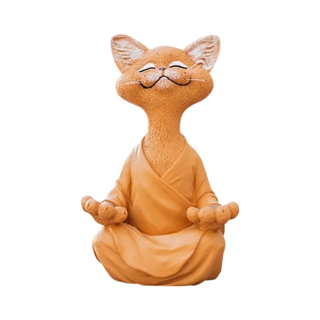 Zen Meditating Buddha Cat Figurine Blackbrdstore