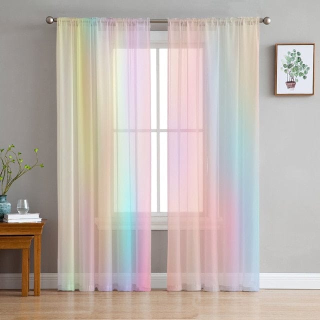 Blackbrdstore Rainbow / W135 x H274cm x2 Rainbow Morning Glow Curtains