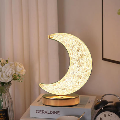 Crescent Moon Crystal Lamp